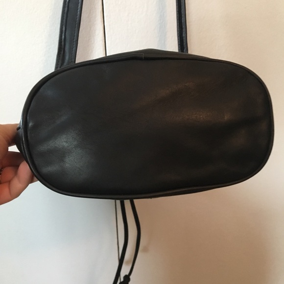 Black Leather Drawstring Handbag•Hobo•Crossbody - Picture 6 of 8